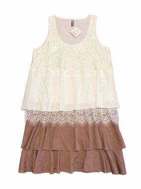 Noracora Lace Tiered Sleeveless Dress – Ivory & Mocha – New With Tags
